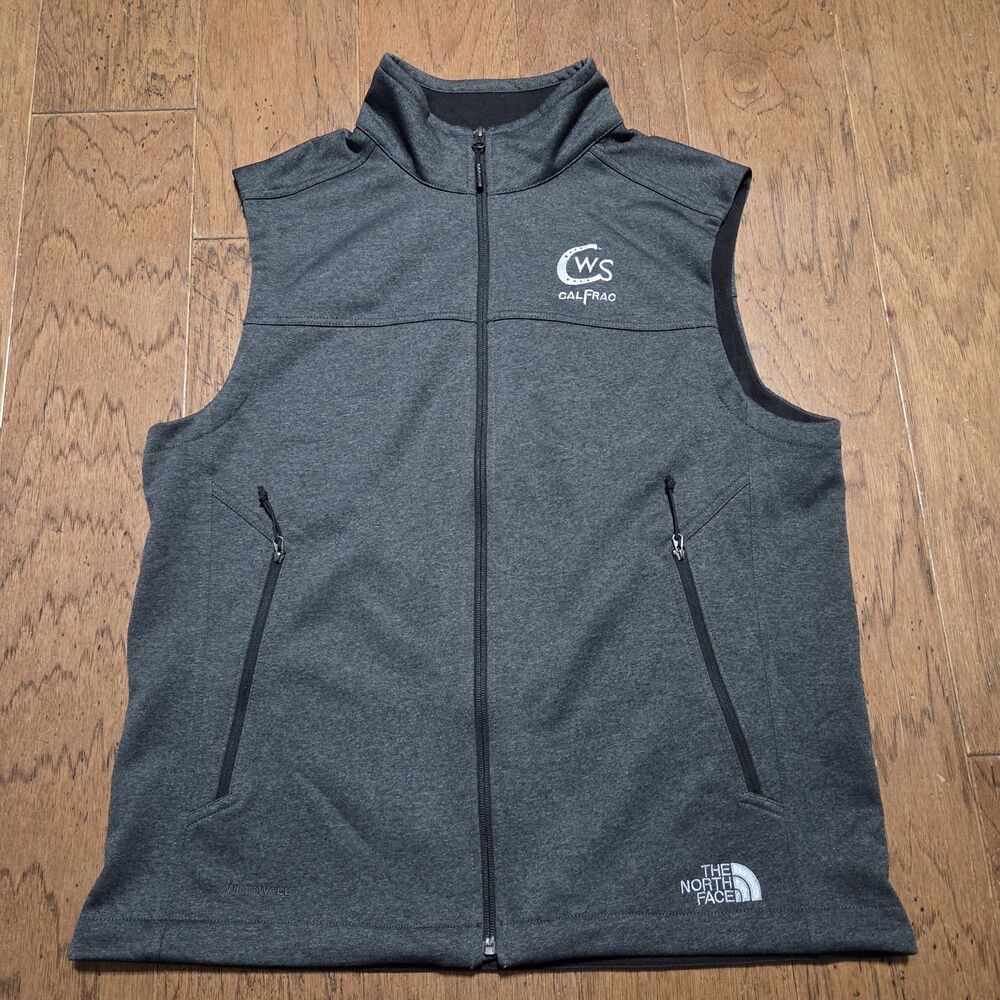 THE NORTH FACE RIDGEWALL Mens Large Gray Windwall Full Zip Pocket Softshell Vest